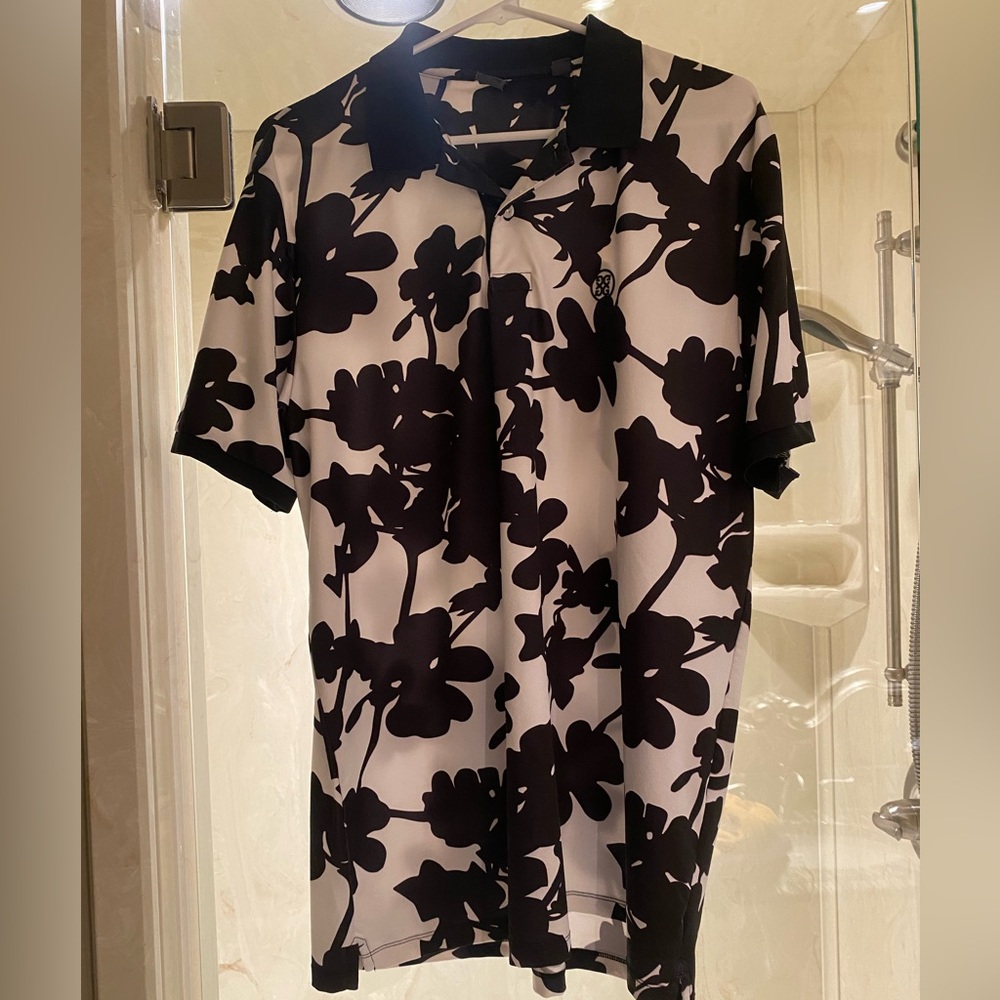 G/FORE Black and White Patterned Polo